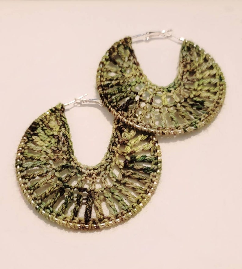 Olive crochet earrings zdjęcie 2