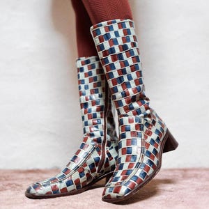 Vtg 90s 00s Anna Sui Patchwork Boots • Psychedelic Mosaic Leather • Archival Runway • Rare Designer • Made in Italy • Size 38