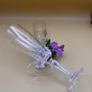 Vintage Cristal D'Arques-Durand Chateaudun Crystal Faceted Champagne Fluted Glasses | Set of 2