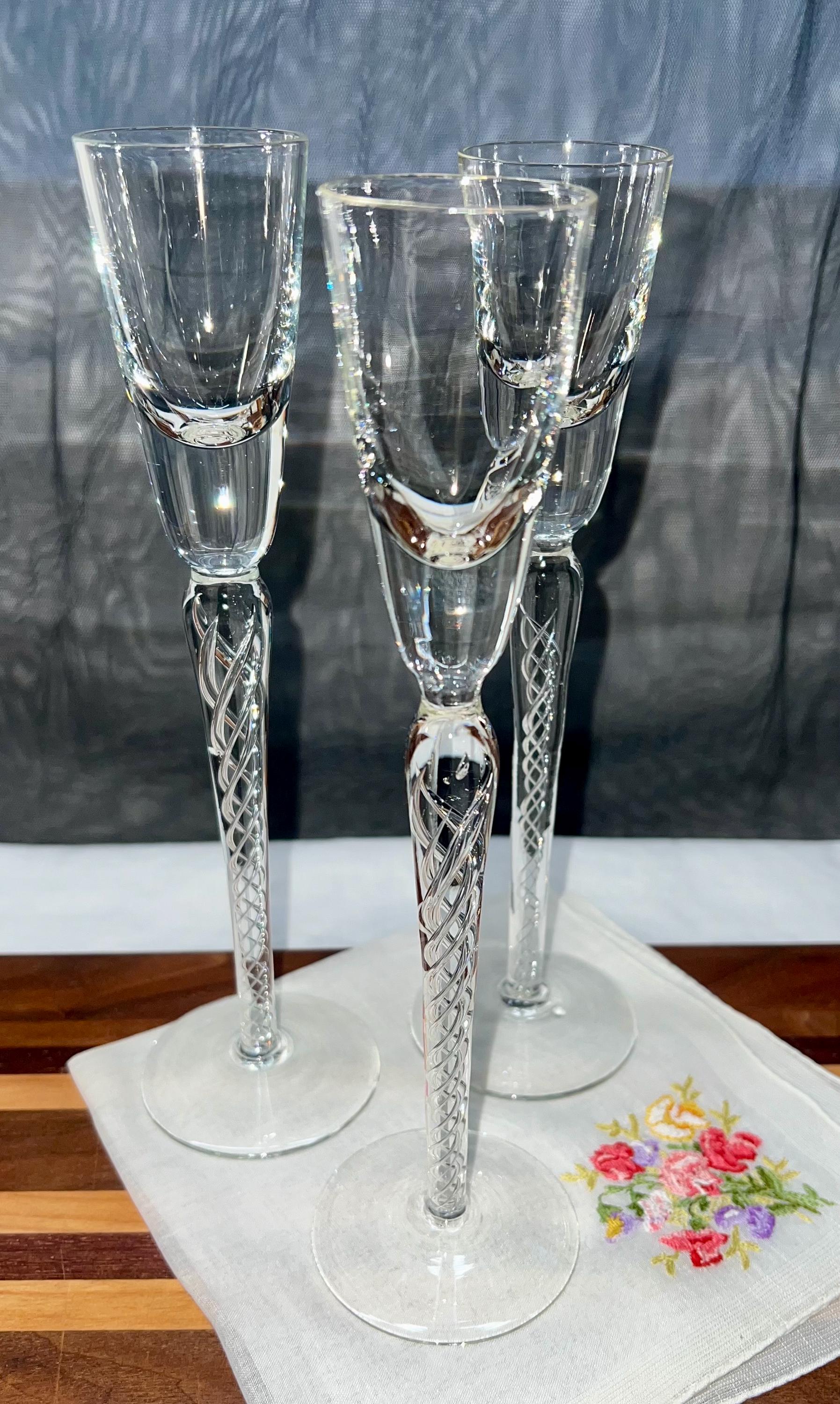 Stuart Crystal Iona Air Twist Stem Glasses - Set of 3 - Etsy