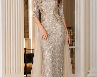 Elegant Long Evening Gown, Formal Performance Dress, Floor Length Banquet Dress, Choir Stage Costume, Special Occasion Gown