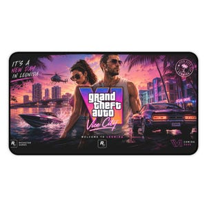 Grand Theft Auto Vice City Logo Desk Mat | Retro Neon Miami Gaming Mousepad