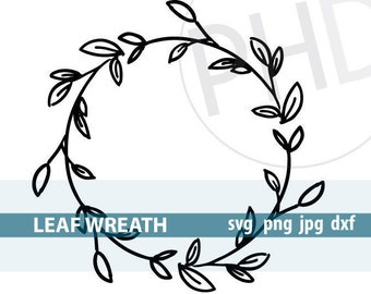 Leaf Wreath cut and print files-svg, png, jpg, dxf