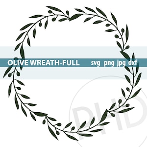 Full Olive Leaf Wreath-cut and print files-svg, jpg, png, and dxf image 1