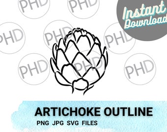 ARTICHOKE OUTLINE Instant Download - svg, pdf, and jpg files