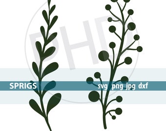 Sprigs (2)-cut and print files-svg, png, jpg, dxf