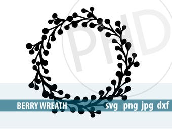 Berry Wreath print and cut files-svg, png, jpg, dxf