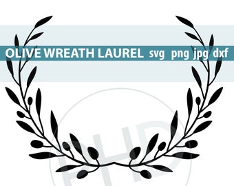 Branche d’Olivier Laurel Wreath-impression et coupe les fichiers-png, jpg, svg, dxf