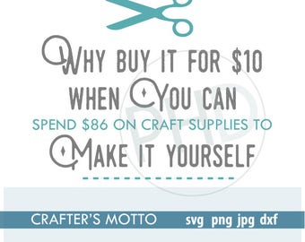 Crafter's Motto-Why buy it- Digital files- jpg, png, svg, and dxf