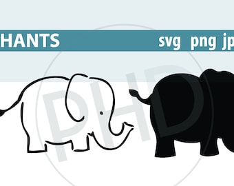 Elephants print and cut files-jpg, png, svg, dxf