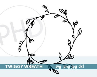 Twiggy Wreath cut and print files-svg, png, jpg, dxf