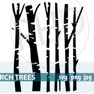 Árboles de abedul, archivos para cortar e imprimir: svg, png, jpg, dxf