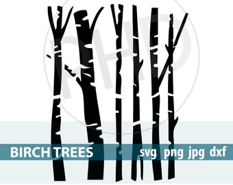 Birch trees cut and print files-svg, png, jpg, dxf