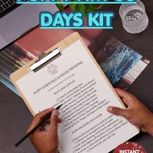 Puppy First 30 Days Kit Printable, Puppy Socialization Checklist, Potty Training Log, Dog Health Planner PDF, New Puppy Care Essentials