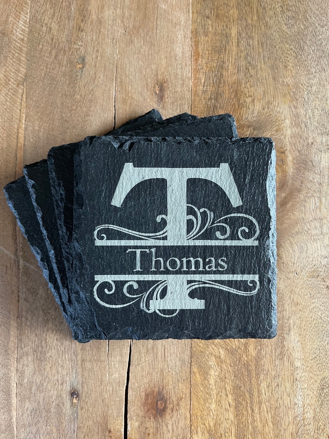 Personalized Gift Slate Coasters- Custom Engraved Slate Coasters 4 Pack ...