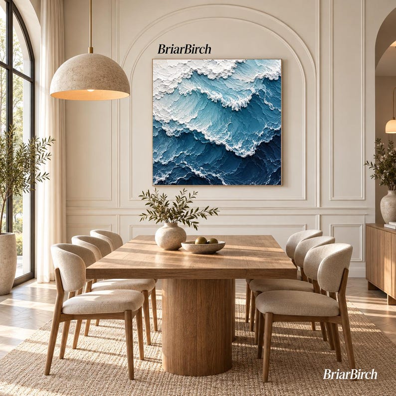 Textured Ocean Wave Print, Abstract Coastal Beach Art, Nautical Wall ...