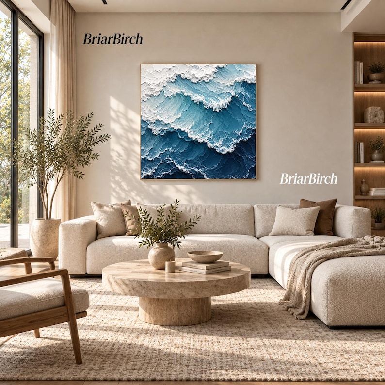 Textured Ocean Wave Print, Abstract Coastal Beach Art, Nautical Wall ...