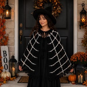 Crochet Witch Cape Pattern PDF | Spiderweb Halloween Shawl | Gothic Crochet Cape | Witch Costume Pattern | Instant Download