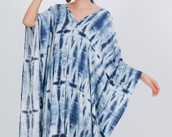 Summer house dress Blue Tie Dye Kaftan, Maxi Dress, caftan, Tie dye dress, Resort wear,vacation, cruise, Lounge