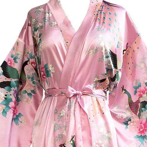 Long Robes Flora Pink Luxury Women's Kimono Robe Blossoms Etsy
