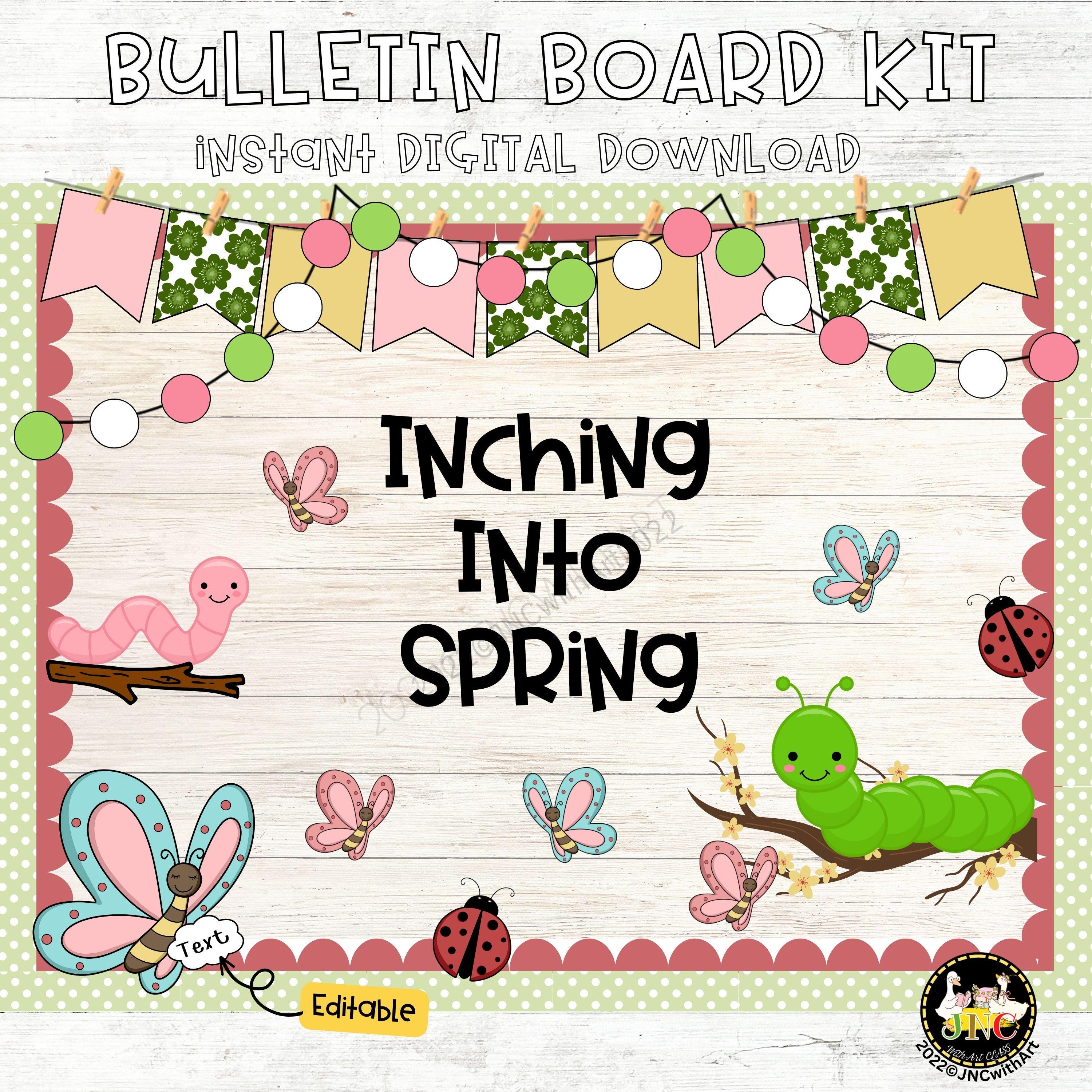 Spring Bulletin Board Kit | Inching Into Spring Caterpillar Classroom ...