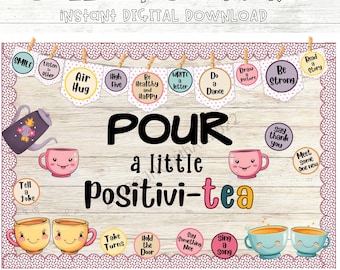 Kit de tablón de anuncios "Kindness Matters Positivitea", oficinas de asesoramiento, decoración de aulas, decoración de puertas, editable