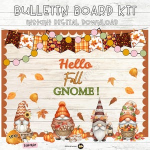 Fall Gnome Bulletin Board Kit: Autumn Classroom Decor (Digital Download)
