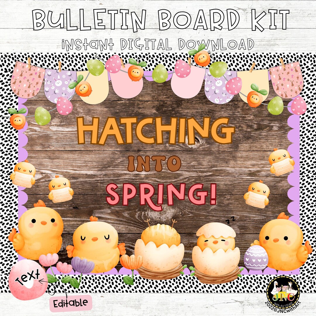 Hatching Into Spring Bulletin Board Kit | Easter Chicks Classroom Door ...