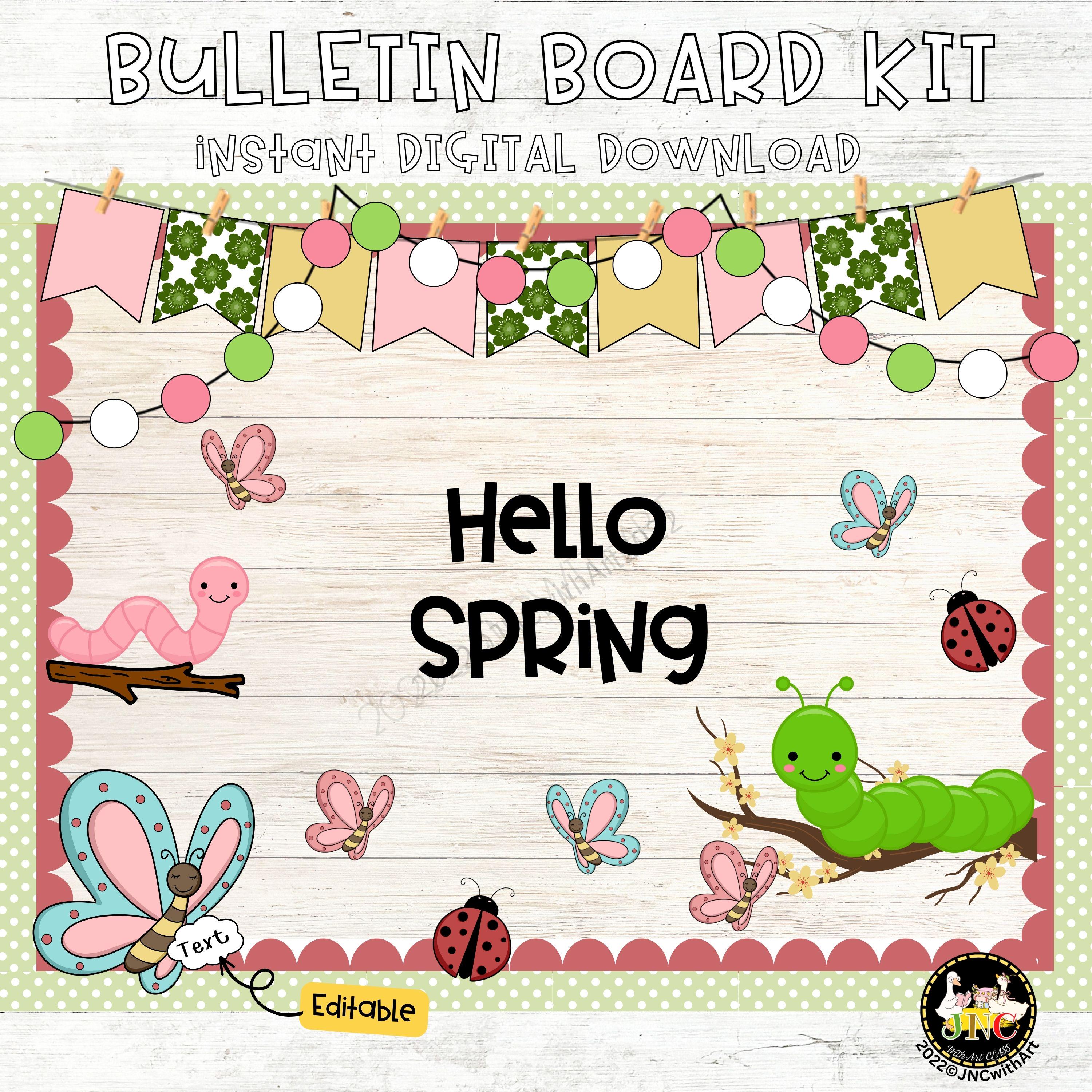 Spring Bulletin Board Kit | Inching Into Spring Caterpillar Classroom ...