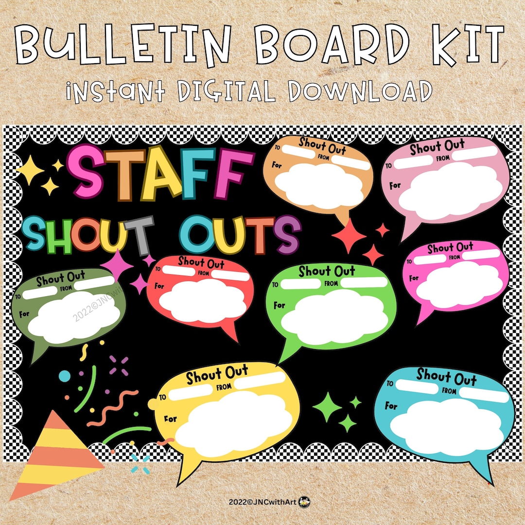 Shout Outs Bulletin Board Kit, Shout Out Cards, Staff Appreciation ...