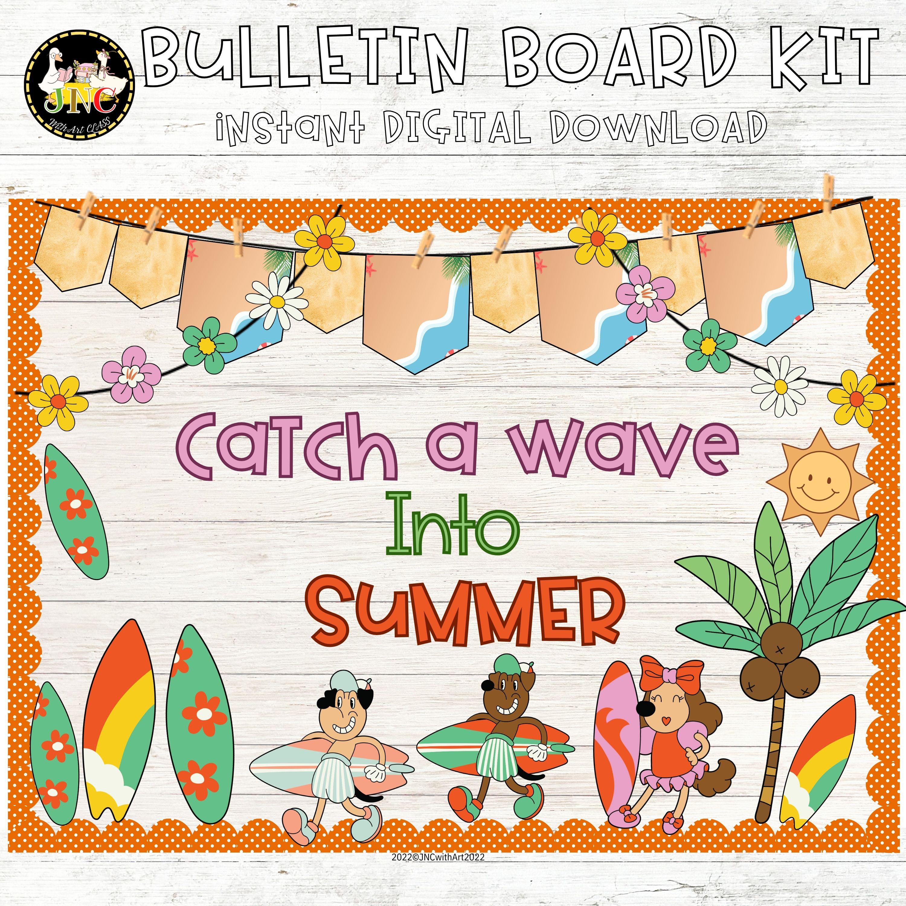 Surfing Summer Bulletin Board Kit | Beach Theme Classroom Decor ...
