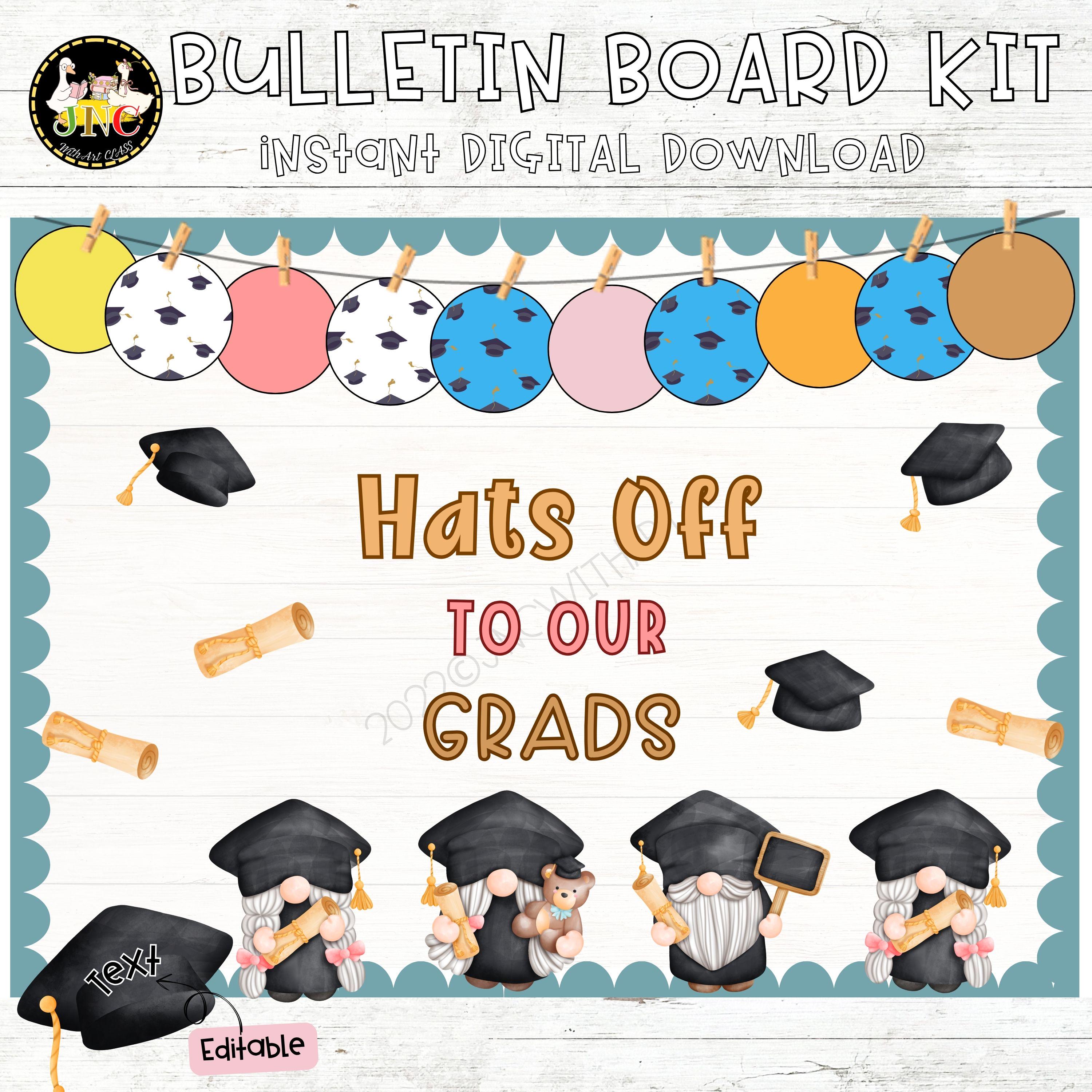 Graduation Bulletin Board Kit | Class of 2026 Decor | Editable Gnome ...