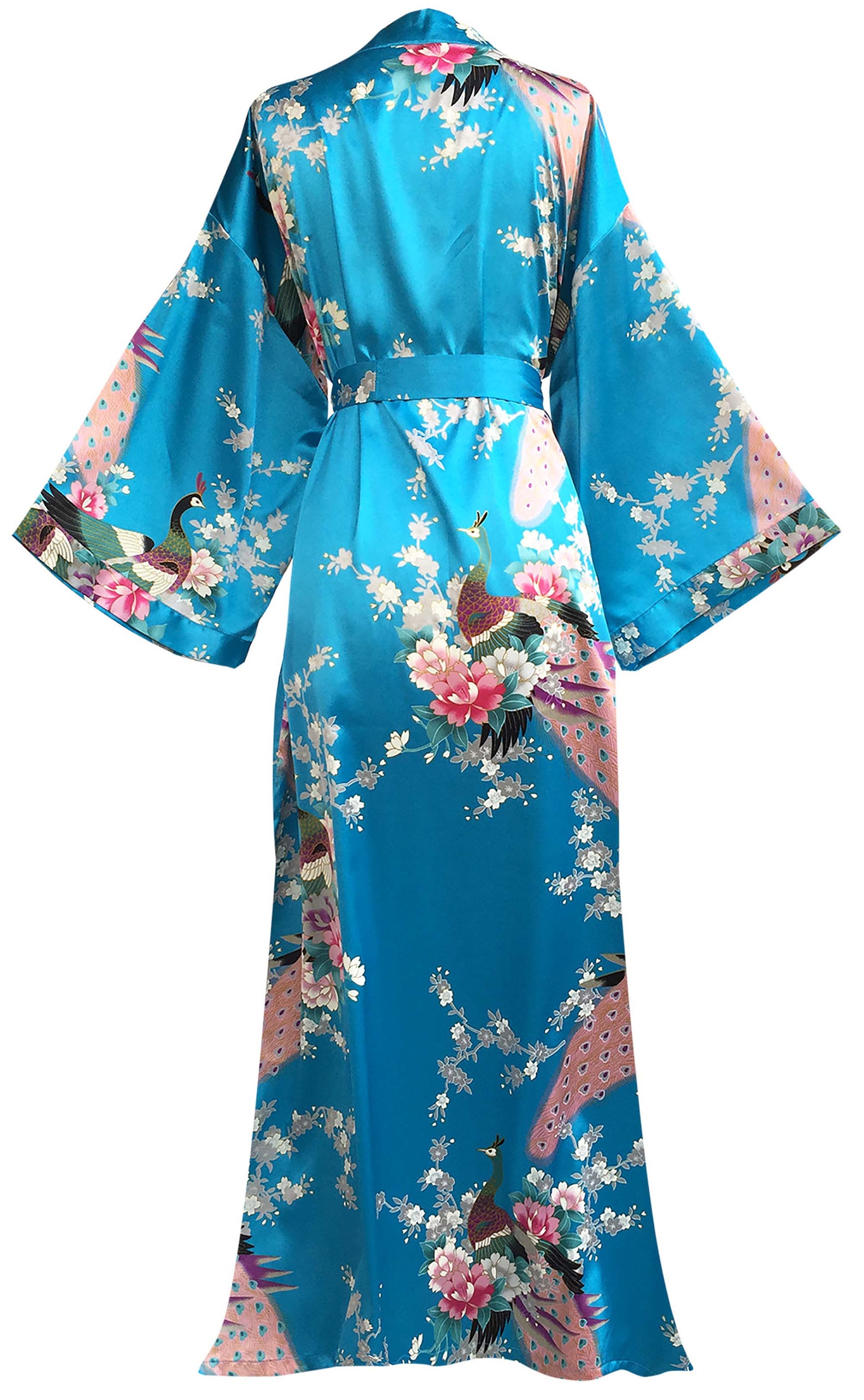 Long Robes Teal Peacock Mujer Robe y Flores Impresos 1920 Etsy