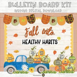 Fall Healthy Habits Bulletin Board Kit: Classroom Decor (PDF & PPT Files)