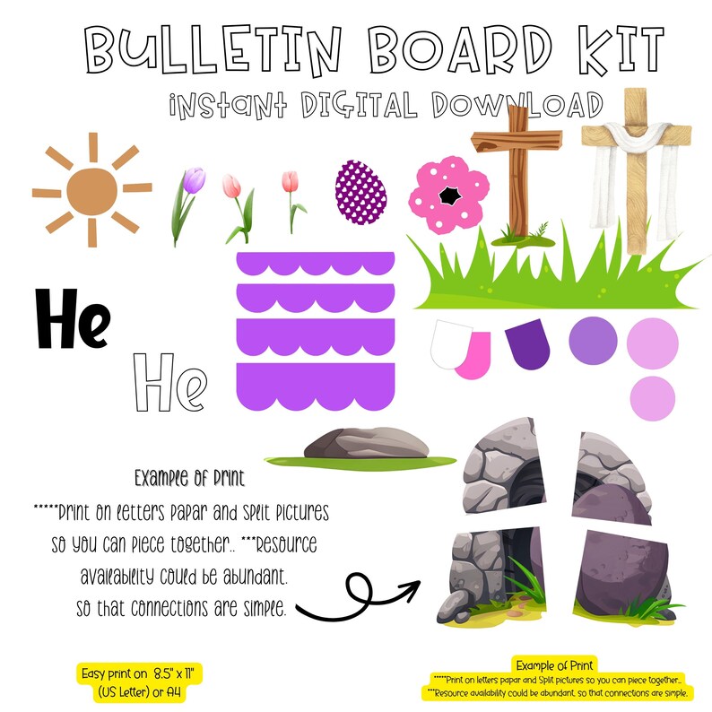 Resurrection Easter Bulletin Board Kit, He is Risen, Classroom Door ...