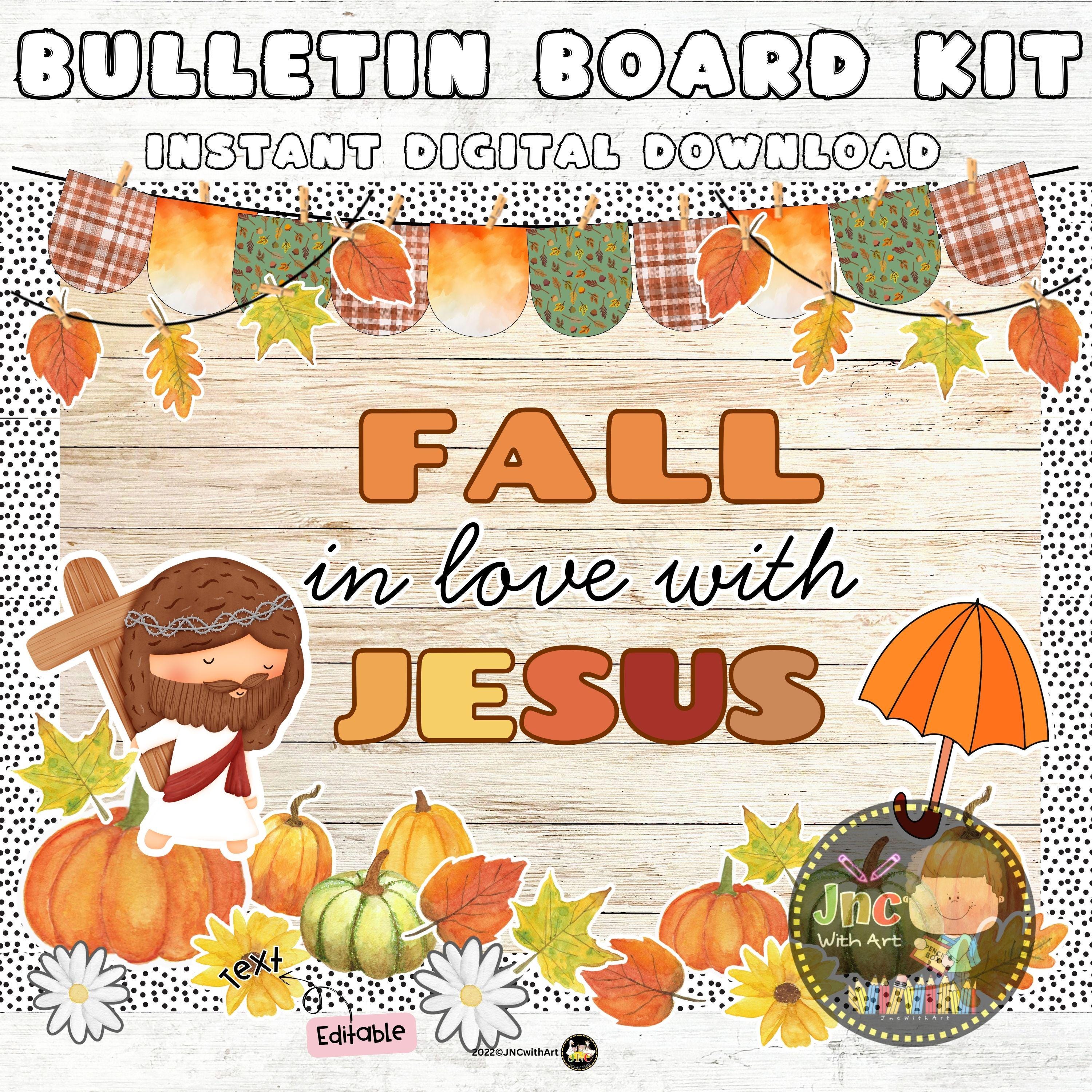 Christian Fall Bulletin Board Kit: Autumn Church Decor (PDF & PPT Files ...