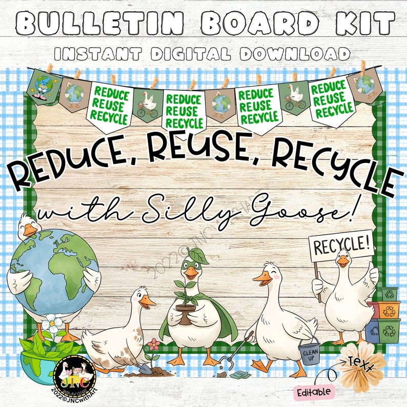 Silly Goose Earth Day Bulletin Board Kit | Reduce Reuse Recycle ...
