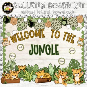 Jungle Bulletin Board Kit | Safari Classroom Decor | Cheetah Print Welcome (Digital Download)