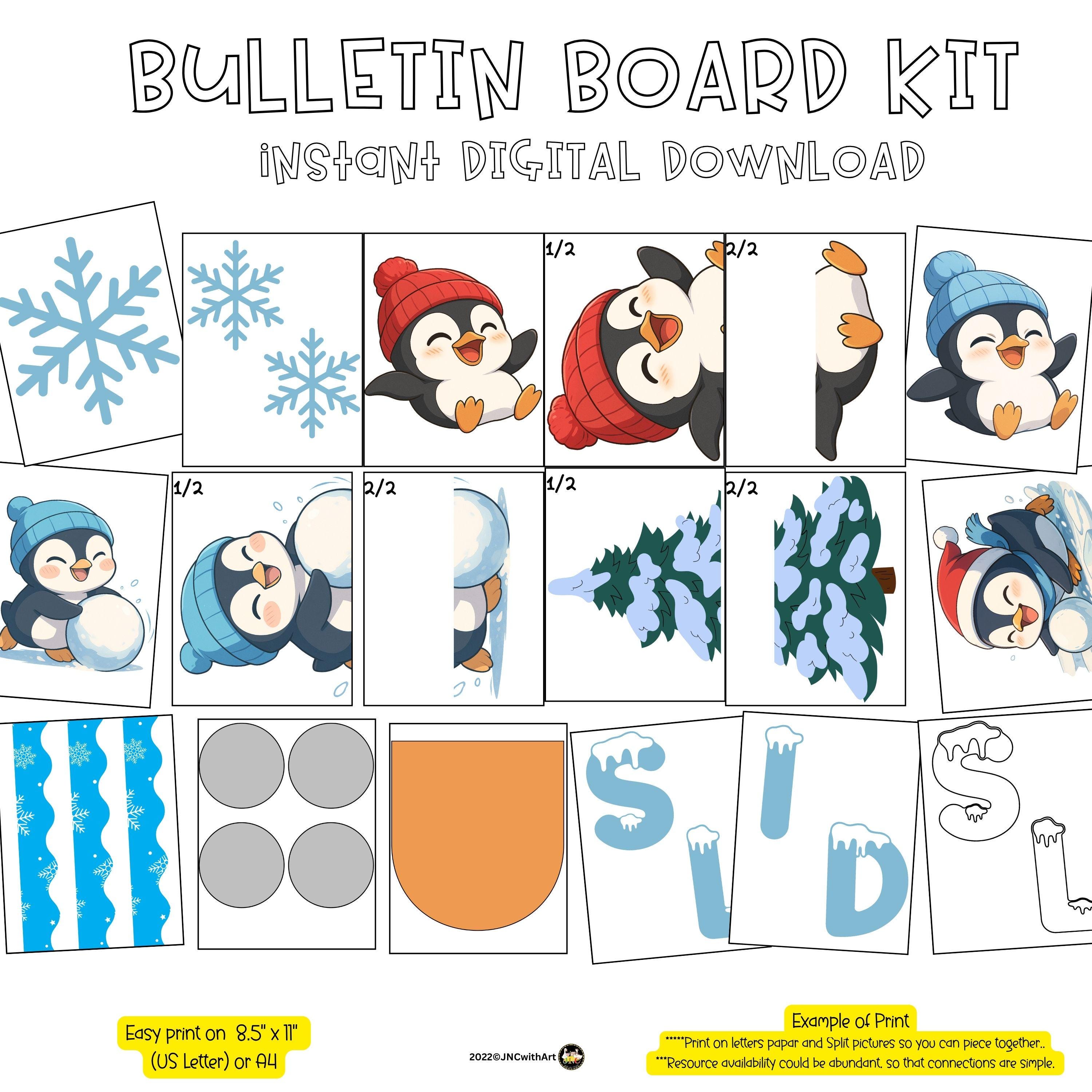 Winter Penguin Bulletin Board Kit: Editable Classroom Decor (digital ...