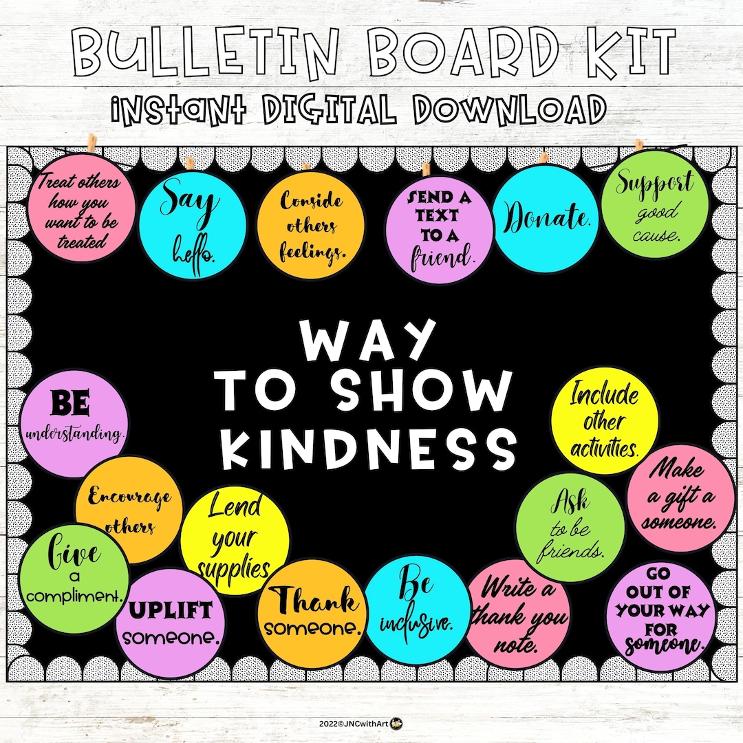 Kindness Bulletin Board Kit Posters Ways to Be Kind Classroom Decor ...