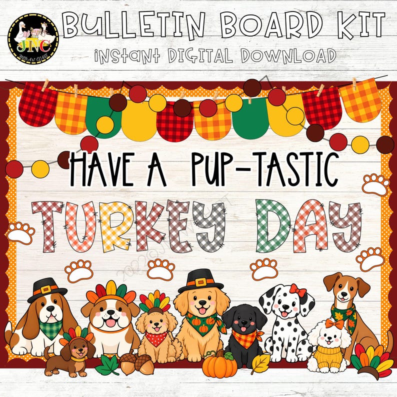 Thanksgiving Dog Bulletin Board Kit | Fall Classroom Door Decor ...