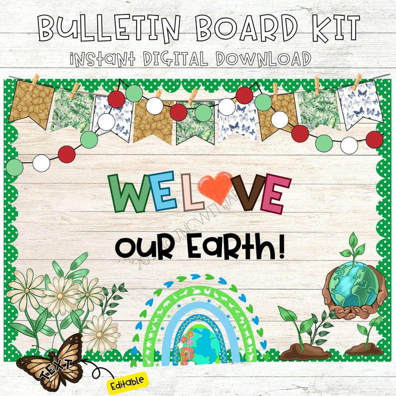 Earth Day Bulletin Board Kit | Be Kind to Our Earth Classroom Decor ...
