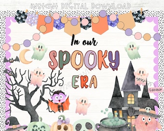 Halloween Bulletin Board Kit: Spooky Classroom Decor (Digital Download, Editable PPT File)