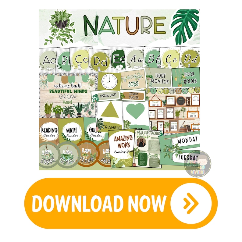 Nature Classroom Decor Bundle | Botanical Bulletin Board Kit | Calm ...