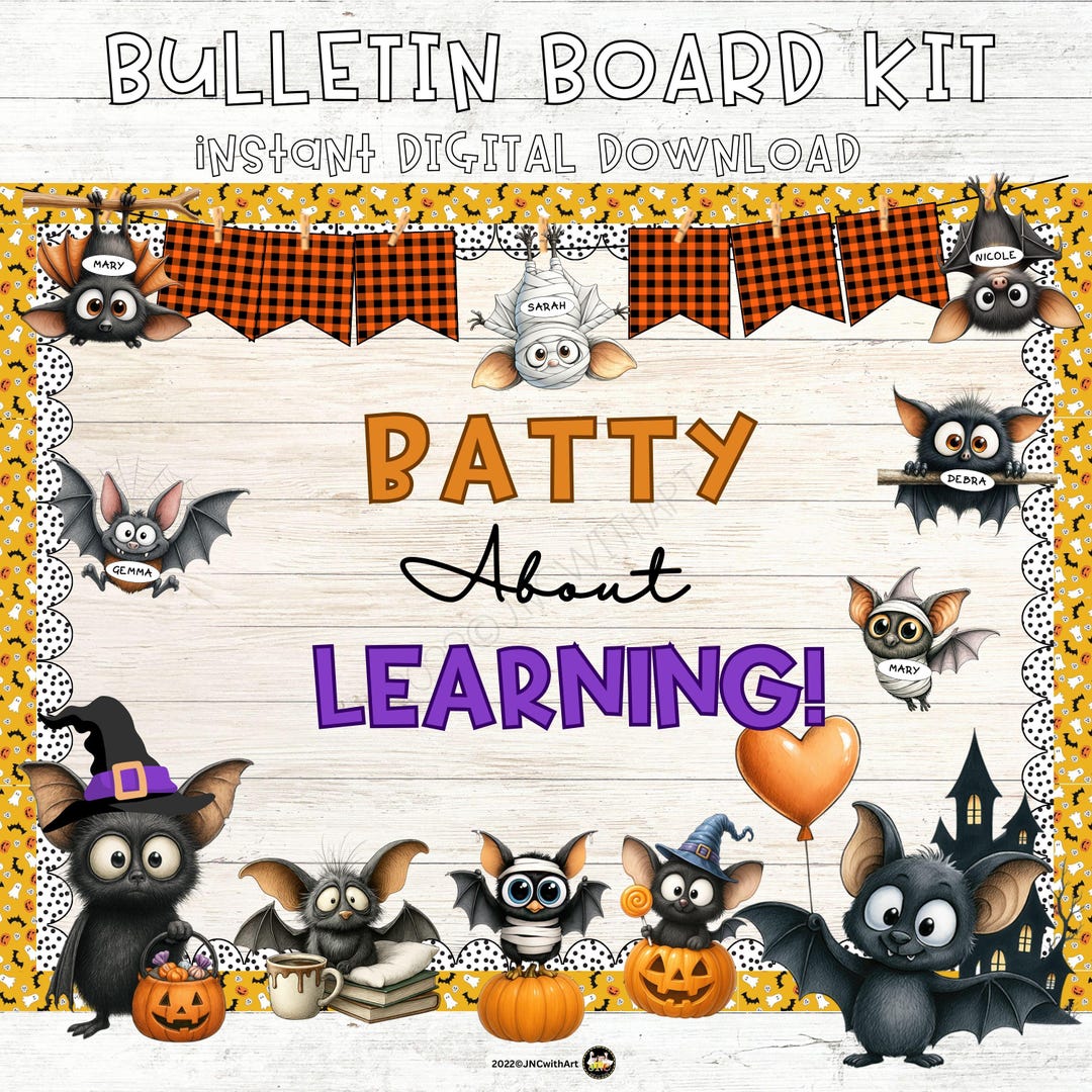 Halloween Bat Bulletin Board Kit: Fang-tastic Classroom Decor (digital ...