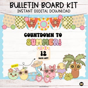Retro Groovy Summer Bulletin Board Kit: End of Year Classroom Decor (PDF Files)