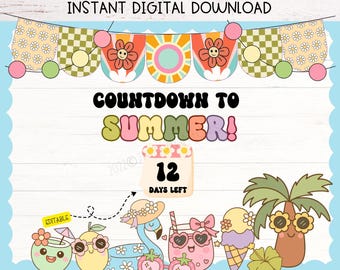 Retro Groovy Summer Bulletin Board Kit: End of Year Classroom Decor (PDF Files)