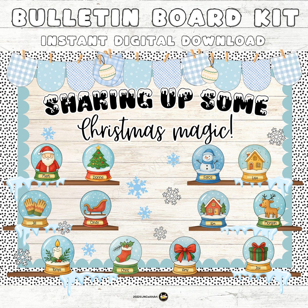 Shaking up Some Christmas Magic Bulletin Board Kit | Snow Globe ...