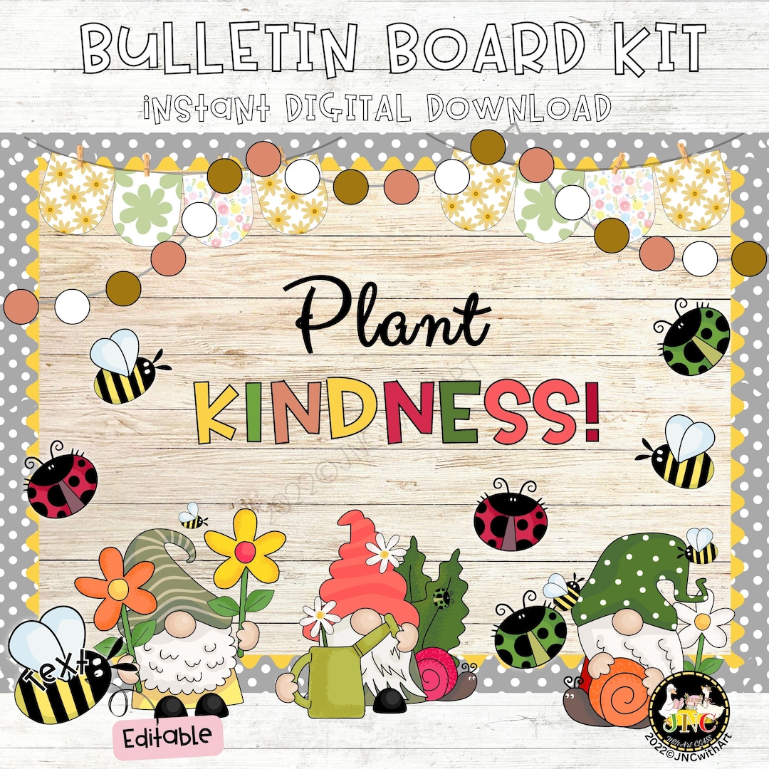 Spring Gnome Kindness Bulletin Board Kit | Bee Kind Classroom Decor ...