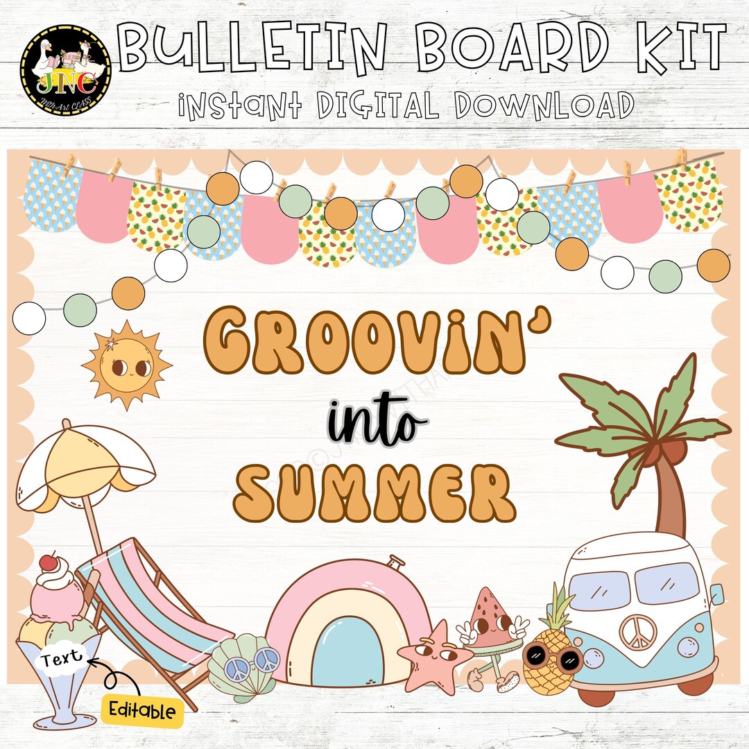 Summer Bulletin Board Kit | Groovy Summer Decor | Editable Classroom ...